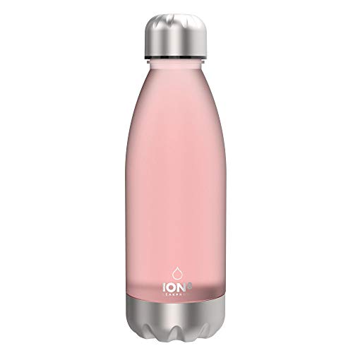 Ion8 Transparente/Acero Botella Agua, Sin Fugas, Rosa, 560ml