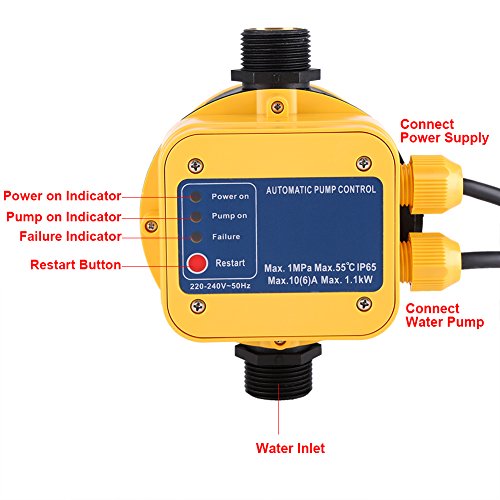 IP65 220 V controlador de presión bomba de agua presostato automático electrónico controlador de presión con Gauge casa accesorio Apto para todo tipo de bombas