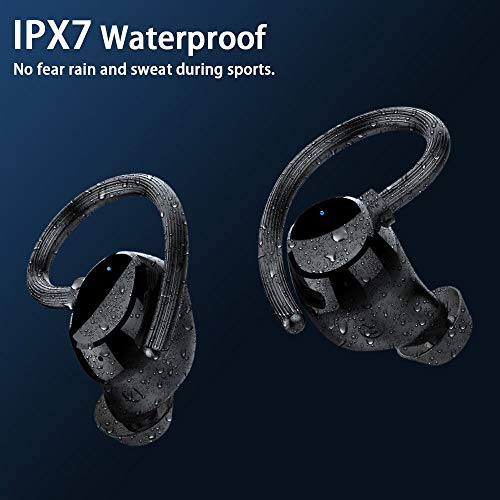 iporachx Auriculares Inalambricos Bluetooth 5.0, Auriculares Bluetooth Deportivos IP7, Verdadero Sonido Estéreo Auriculares Running LED Estuche de Carga 2600mah, 100 Horas de Duración, Control Táctil