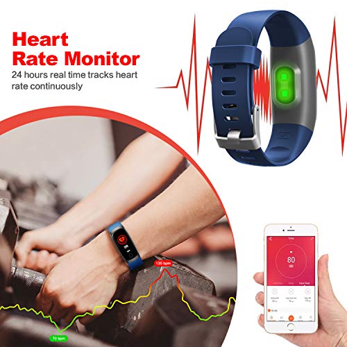 iPosible Pulsera Actividad, Reloj Inteligente Mujer Hombre con Pulsómetro Presión Arterial Pulsera Inteligente con Cronómetro Pulsera Podómetro Impermeable IP67 para Android iOS(24 Meses Garantía)