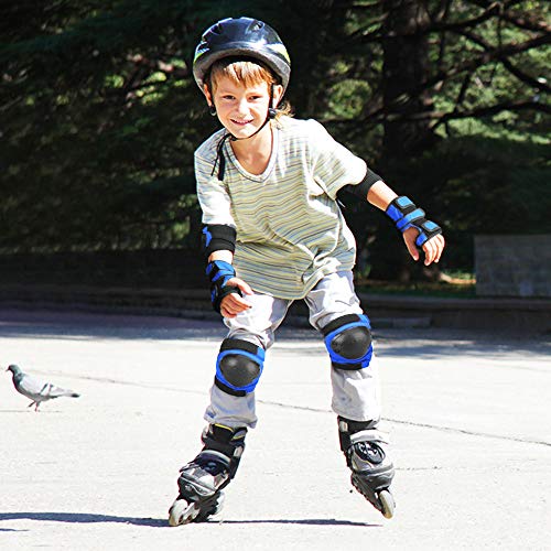 IPSXP Protecciones Patines, Almohadillas para Rodillas Codo Muñeca Niños Adolescente Seguridad en la Protecciones para Monopatín, Skate, Patines, Patinaje, Scooter, Bicicleta (L)