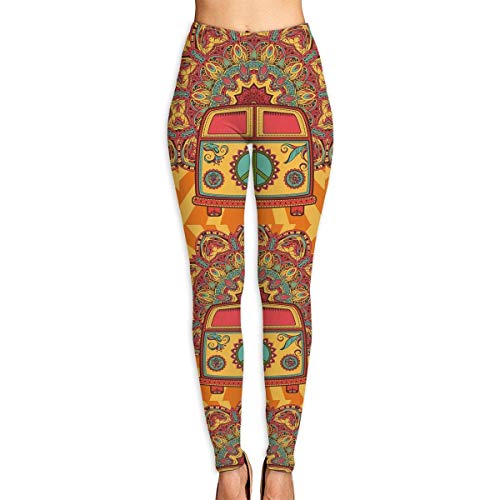 Irener Leggings de Entrenamiento Deportivo con pantalón de Yoga Hippie Vintage Mini Van High Waist Tummy Control Womens Yoga Workout Pantsn