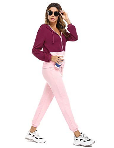 Irevial Chandal Conjunto para Mujer Invierno, Conjunto Chandal Mujer Completo Algodon Chaqueta y Pantalón Deportivo Mujer Manga Larga con Cremallera Dos Piezas