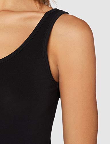 IRIS & LILLY Camiseta de Tirantes de Algodón para Mujer, Pack de 2, 2 x Negro, Large