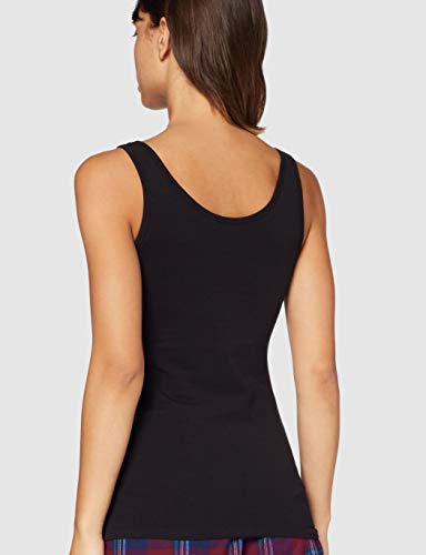 IRIS & LILLY Camiseta de Tirantes de Algodón para Mujer, Pack de 2, 2 x Negro, Large