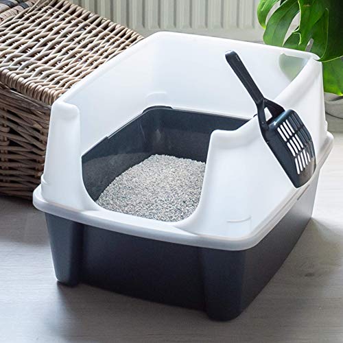 Iris Ohyama, arena para gatos con pala - Cat Litter Box - plástico, gris, 38 x 48,5 x 30,5 cm Iris Ohyama, arena para gatos con pala - Cat Litter Box - plástico, gris, 38 x 48,5 x 30,5 cm