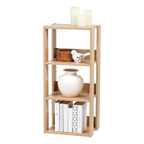 Iris Ohyama, Estante de 3 compartimentos, Unidad de almacenamiento de 3 niveles en madera - Open Wood Rack OWR-400 - Roble claro, L40 x P29,3 x A87,9 cm