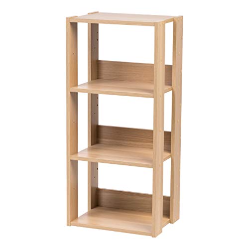 Iris Ohyama, Estante de 3 compartimentos, Unidad de almacenamiento de 3 niveles en madera - Open Wood Rack OWR-400 - Roble claro, L40 x P29,3 x A87,9 cm