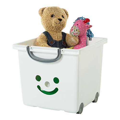 Iris Ohyama, lote de 2 cajas grandes de almacenamiento de juguete sobre ruedas - Smiley Kids Boxes - KCB-32, blanco, 25 L, 32 x 33 x 29 cm Iris Ohyama, lote de 2 cajas grandes de almacenamiento de juguete sobre ruedas - Smiley Kids Boxes - KCB-32, blanco, 25 L, 32 x 33 x 29 cm