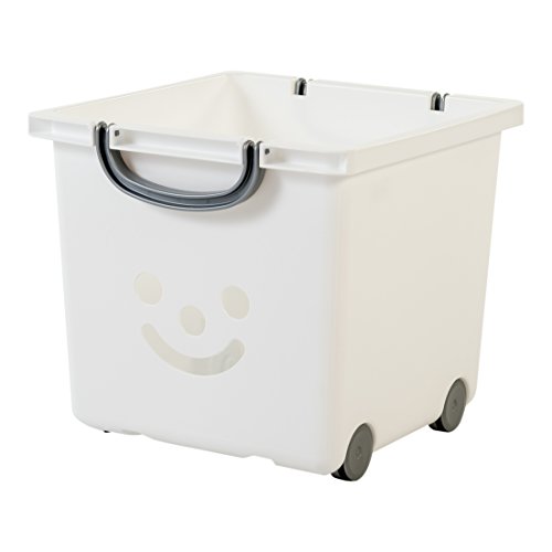 Iris Ohyama, lote de 2 cajas grandes de almacenamiento de juguete sobre ruedas - Smiley Kids Boxes - KCB-32, blanco, 25 L, 32 x 33 x 29 cm Iris Ohyama, lote de 2 cajas grandes de almacenamiento de juguete sobre ruedas - Smiley Kids Boxes - KCB-32, blanco, 25 L, 32 x 33 x 29 cm