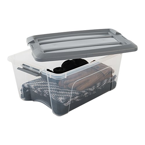 Iris Ohyama New Top Box NTB-15 - lote de 3 cajas apilables de almacenamiento, Gris, 15 L