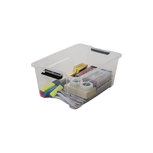 Iris Ohyama New Top Box NTB-15 - lote de 3 cajas apilables de almacenamiento, Transparente, 15 L