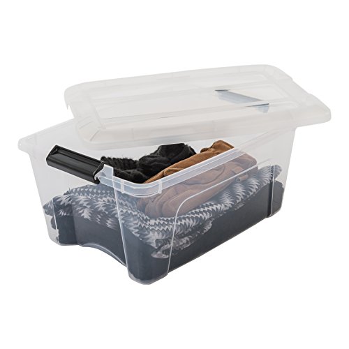 Iris Ohyama New Top Box NTB-15 - lote de 3 cajas apilables de almacenamiento, Transparente, 15 L