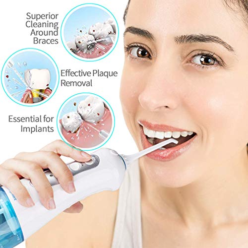 Irrigador Dental Profesional Portátil 300ml, Irrigador Bucal Recargable Impermeable IPX7 y 3 Modos Irrigador Dental de Viaje 4 Recambios Accesorios de Irrigadores Dentales Morpilot Water Flosser Irrigador Dental Profesional Portátil 300ml, Irrigador Bucal Recargable Impermeable IPX7 y 3 Modos Irrigador Dental de Viaje 4 Recambios Accesorios de Irrigadores Dentales Morpilot Water Flosser