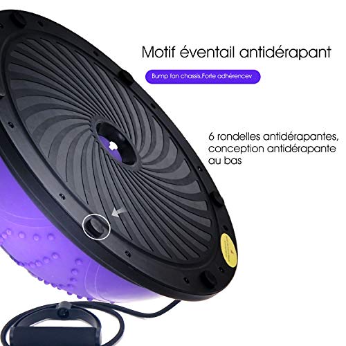 ISE Balance Trainer Fitball Media Bola de Equilibrio para Entrenamiento, Ø46cm Gym Pelota Balón Semiesfera de Gimnasia Pilates con Cables y Inflador para Yoga y Fitness, MAX.150 KG, Morado SY-BAS1003 ISE Balance Trainer Fitball Media Bola de Equilibrio para Entrenamiento, Ø46cm Gym Pelota Balón Semiesfera de Gimnasia Pilates con Cables y Inflador para Yoga y Fitness, MAX.150 KG, Morado SY-BAS1003