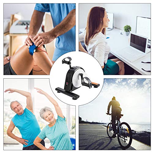 ISE Mini Pedales Estaticos Bicicleta Eléctrica con Control Remoto, Resistencia y Modos ajustable con Pantalla,Bicicleta de Ejercicio para Entrenamiento de Piernas y Brazos para Hogar u Oficina, blanco