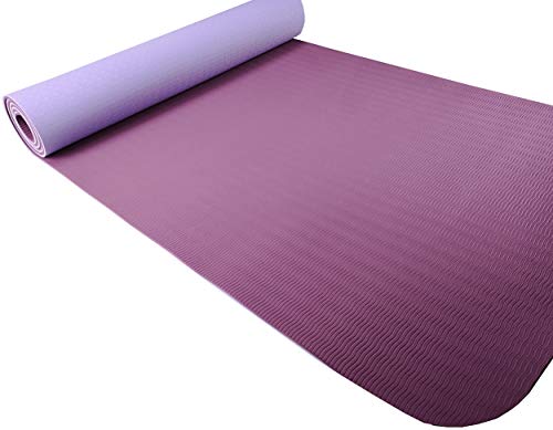 Iseaa Esterilla para Yoga Pilates Fitness Gimnasia TPE - Tapete de Yoga - Yoga Mat Esterilla Antideslizante y Ligero con Grosor de 6mm, tamaño 183cm x 61cm - Púrpura/Violeta