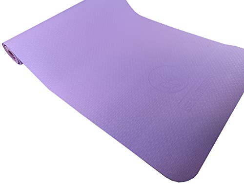 Iseaa Esterilla para Yoga Pilates Fitness Gimnasia TPE - Tapete de Yoga - Yoga Mat Esterilla Antideslizante y Ligero con Grosor de 6mm, tamaño 183cm x 61cm - Púrpura/Violeta