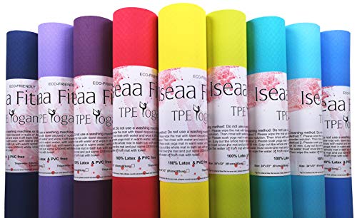 Iseaa Esterilla para Yoga Pilates Fitness Gimnasia TPE - Tapete de Yoga - Yoga Mat Esterilla Antideslizante y Ligero con Grosor de 6mm, tamaño 183cm x 61cm - Púrpura/Violeta