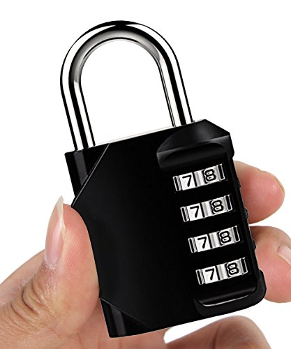 ISIYINER Candados de código de seguridad con combinaciones de 4 dígitos para maleta de gimnasio, caja de herramientas, gabinete, cobertizo y equipaje Negro
