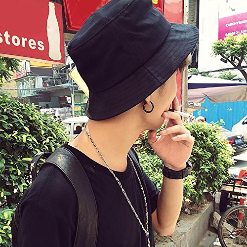 ISIYINER Sombrero del Pescador Algodón Plegable Bucket Hat Unisex Al Aire Libre Negro ISIYINER Sombrero del Pescador Algodón Plegable Bucket Hat Unisex Al Aire Libre Negro