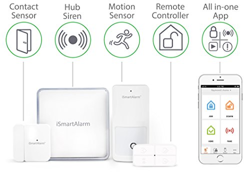 iSmart Alarm Paquete inteligente de seguridad para el estudios y apartamentos de 1 dormitorio, Blanco iSmart Alarm Paquete inteligente de seguridad para el estudios y apartamentos de 1 dormitorio, Blanco