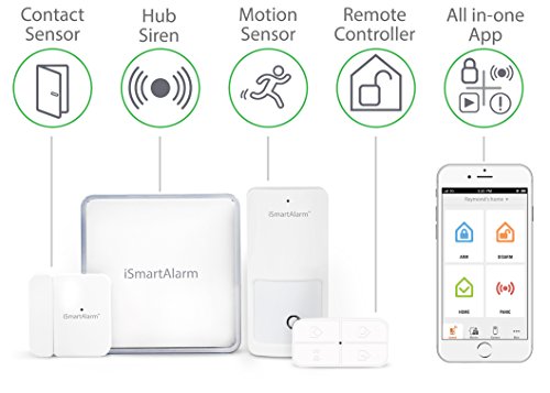 iSmart Alarm Paquete inteligente de seguridad para el estudios y apartamentos de 1 dormitorio, Blanco