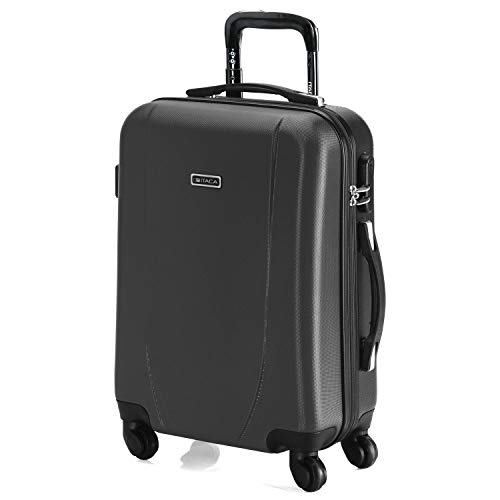 ITACA - Maleta Cabina de Viaje Rígida 4 Ruedas Trolley 55 cm ABS. Equipaje de Mano. Pequeña Práctica Cómoda y Ligera Low Cost Ryanair, Estudiante. 71150, Color Antracita