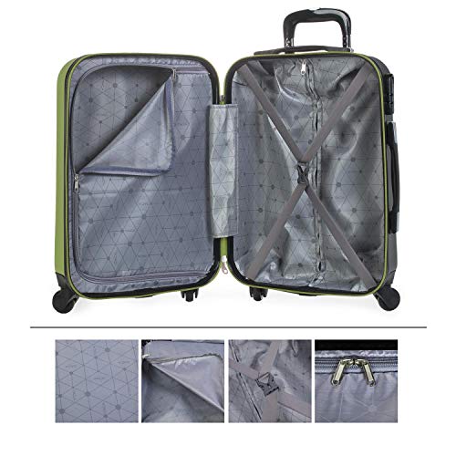 ITACA - Maleta Cabina de Viaje Rígida 4 Ruedas Trolley 55 cm ABS. Equipaje de Mano. Pequeña Práctica Cómoda y Ligera Low Cost Ryanair, Estudiante. 71150, Color Pistacho-Antracita ITACA - Maleta Cabina de Viaje Rígida 4 Ruedas Trolley 55 cm ABS. Equipaje de Mano. Pequeña Práctica Cómoda y Ligera Low Cost Ryanair, Estudiante. 71150, Color Pistacho-Antracita