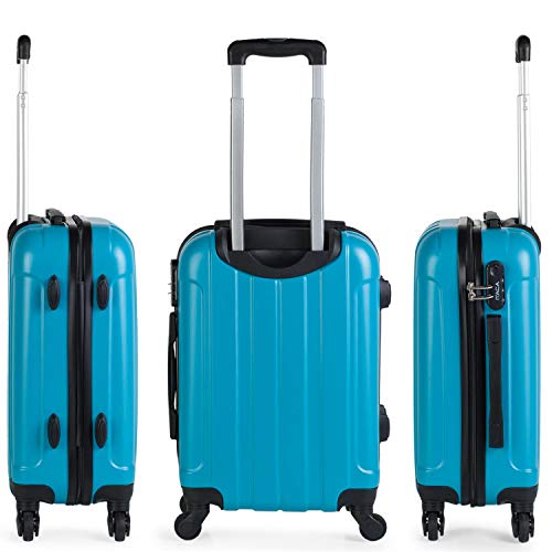 ITACA - Maleta Cabina de Viaje Rígida 4 Ruedas Trolley 55 cm ABS Lisa. Pequeña Equipaje de Mano. Cómoda y Ligera. Viajes Cortos. Low Cost Ryanair, 771150, Color Turquesa