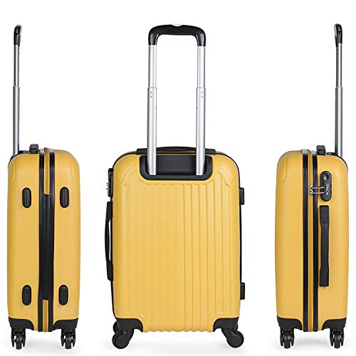 ITACA - Maleta de Viaje Cabina rígida 4 Ruedas 55 cm Trolley abs. Equipaje de Mano. pequeña cómoda y Ligera. Low Cost ryanair. Estudiante. Calidad y diseño. t71550, Color Mostaza