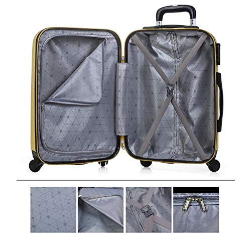 ITACA - Maleta de Viaje Cabina rígida 4 Ruedas 55 cm Trolley abs. Equipaje de Mano. pequeña cómoda y Ligera. Low Cost ryanair. Estudiante. Calidad y diseño. t71550, Color Mostaza