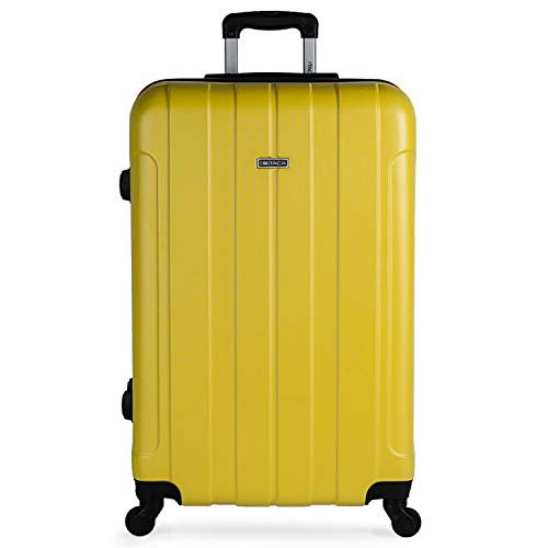 ITACA - Maleta de Viaje Grande XL rígida 4 Ruedas Trolley 73 cm de abs Lisa. cómoda y Ligera. Calidad diseño Gran Capacidad. Estilo y Marca. 771170, Color Amarillo