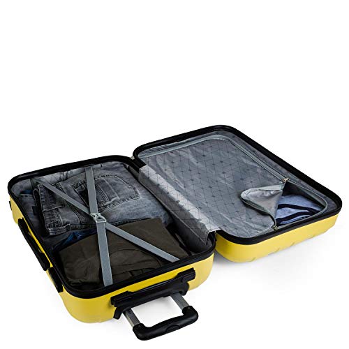 ITACA - Maleta de Viaje Grande XL rígida 4 Ruedas Trolley 73 cm de abs Lisa. cómoda y Ligera. Calidad diseño Gran Capacidad. Estilo y Marca. 771170, Color Amarillo