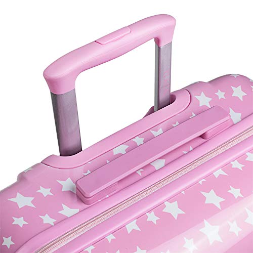 ITACA - Maleta de Viaje Juvenil niña rígida 4 Ruedas Trolley Mediana Grande de la Serie Estrellas. Dura y Ligera. candado de Combinación. 702460, Color Rosa