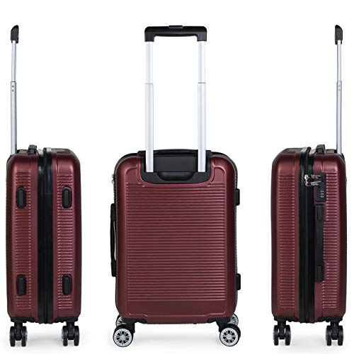 ITACA - Maleta de Viaje rígida 4 Ruedas Trolley 55 cm abs Lisas. Equipaje de Mano. Dura y Ligera. Mango Asas candado. vuelos Low Cost ryanair. t72050, Color Rojo