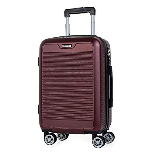 ITACA - Maleta de Viaje rígida 4 Ruedas Trolley 55 cm abs Lisas. Equipaje de Mano. Dura y Ligera. Mango Asas candado. vuelos Low Cost ryanair. t72050, Color Rojo