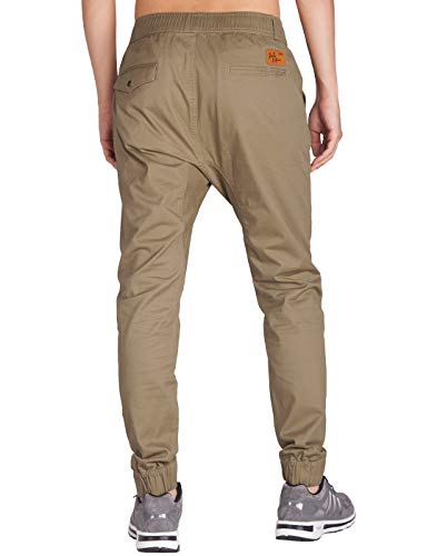 ITALY MORN Hombre Jogger Pantalones Khaki para el Trabajo Baggy Stretch XL Madera Caqui