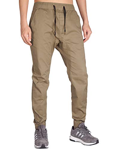 ITALY MORN Hombre Jogger Pantalones Khaki para el Trabajo Baggy Stretch XL Madera Caqui