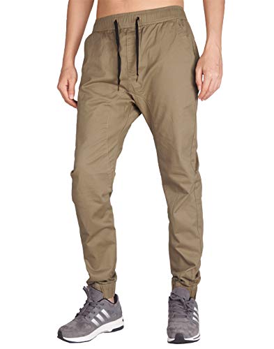 ITALY MORN Hombre Jogger Pantalones Khaki para el Trabajo Baggy Stretch XL Madera Caqui