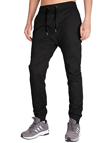 ITALY MORN Pantalones Negro Joggers Hombre Slim Fit L Negro