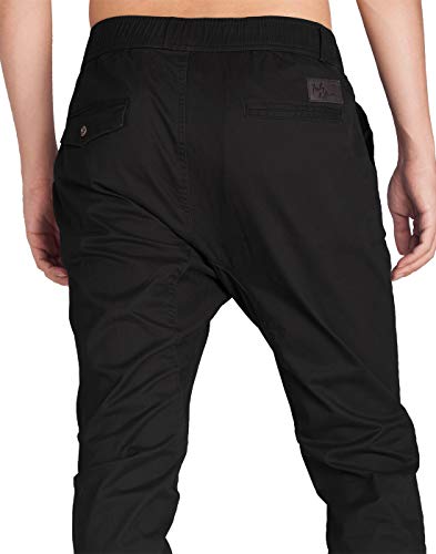 ITALY MORN Pantalones Negro Joggers Hombre Slim Fit L Negro