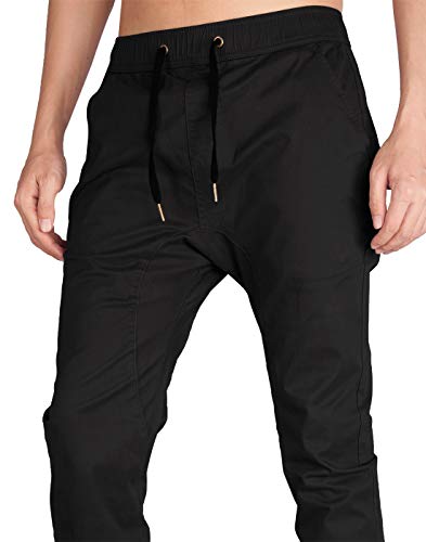 ITALY MORN Pantalones Negro Joggers Hombre Slim Fit M Negro
