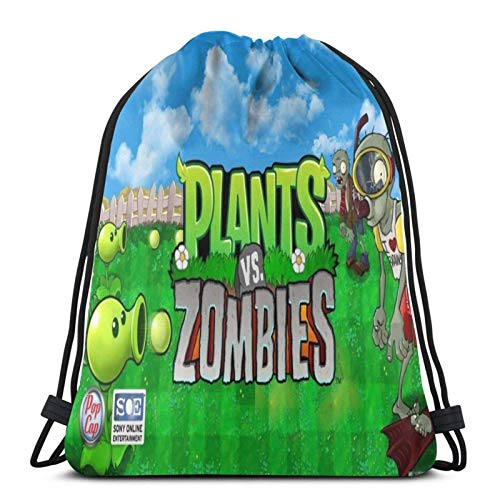 IUBBKI Anime Plants vs.Zombies Mochila unisex con cordón Bolsas de hombro divertidas Riñonera Bolsas de poliéster impermeables para deportes Gimnasio Yoga Natación Viajar school-one_color-