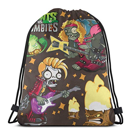 IUBBKI Anime Plants vs.Zombies Mochila unisex con cordón Bolsos de hombro casuales Bolso de cincho Bolsas de hilo impermeables de poliéster para deportes Gimnasio Yoga Natación Viajar school-one_colo