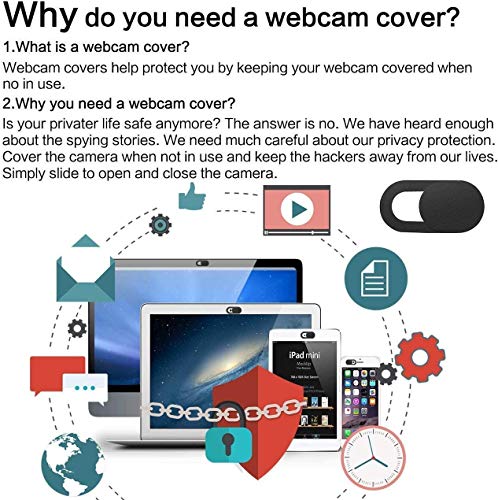 ivoler 3 Unidades Cubierta Webcam, Webcam Cover Slider Diseño Ultra Fino Camera Cover Tapa Webcam para Todo Tipo de Ordenadores Portátiles, Tabletas y Móviles Inteligentes - (Negro) ivoler 3 Unidades Cubierta Webcam, Webcam Cover Slider Diseño Ultra Fino Camera Cover Tapa Webcam para Todo Tipo de Ordenadores Portátiles, Tabletas y Móviles Inteligentes - (Negro)