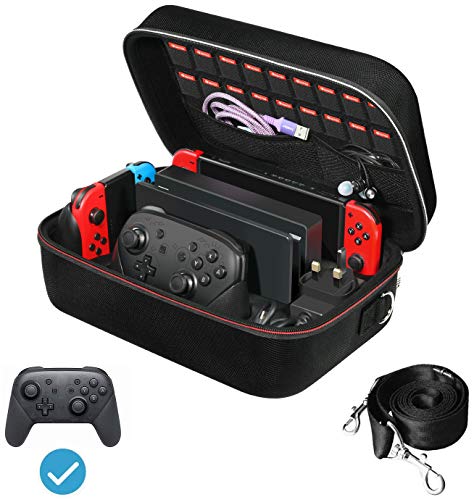 ivoler Funda para Nintendo Switch, Estuche Dura de Transporte de Lujo, Carcasa Rígida de Viaje para Consola, Adaptador AC, Joy-con Grip, Strap Joy-con, 18 Cartuchos de Juegos y Otros Accesorios ivoler Funda para Nintendo Switch, Estuche Dura de Transporte de Lujo, Carcasa Rígida de Viaje para Consola, Adaptador AC, Joy-con Grip, Strap Joy-con, 18 Cartuchos de Juegos y Otros Accesorios