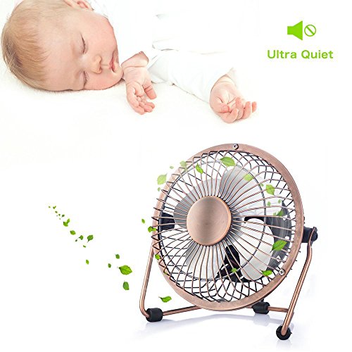 iVoler Mini Ventilador USB Silencioso, Metálico Ventilador de Mesa Potente USB Fan con Ajustable 360 Grados de Rotación para Personal Portátil de Escritorio Hogar Oficina o Viaje, 4 Pulgadas, Cobre iVoler Mini Ventilador USB Silencioso, Metálico Ventilador de Mesa Potente USB Fan con Ajustable 360 Grados de Rotación para Personal Portátil de Escritorio Hogar Oficina o Viaje, 4 Pulgadas, Cobre