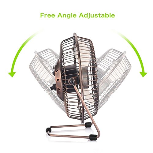 iVoler Mini Ventilador USB Silencioso, Metálico Ventilador de Mesa Potente USB Fan con Ajustable 360 Grados de Rotación para Personal Portátil de Escritorio Hogar Oficina o Viaje, 4 Pulgadas, Cobre iVoler Mini Ventilador USB Silencioso, Metálico Ventilador de Mesa Potente USB Fan con Ajustable 360 Grados de Rotación para Personal Portátil de Escritorio Hogar Oficina o Viaje, 4 Pulgadas, Cobre