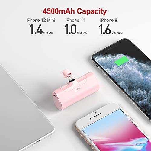 iWALK Mini Cargador Portátil, Banco de Energía Ultra Compacto de 4500 mAh, Batería Externa Pequeña y Linda Compatible con iPhone 11 Pro/XS MAX/XR/X / 8/7/6 / Plus,AirPods y Más